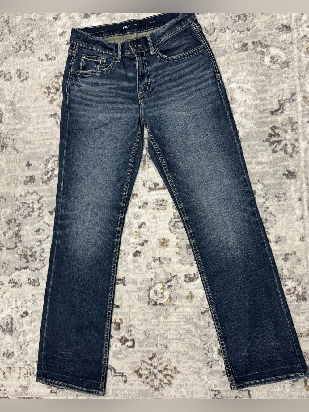 BKE Men's Dark Indigo Straight Jeans